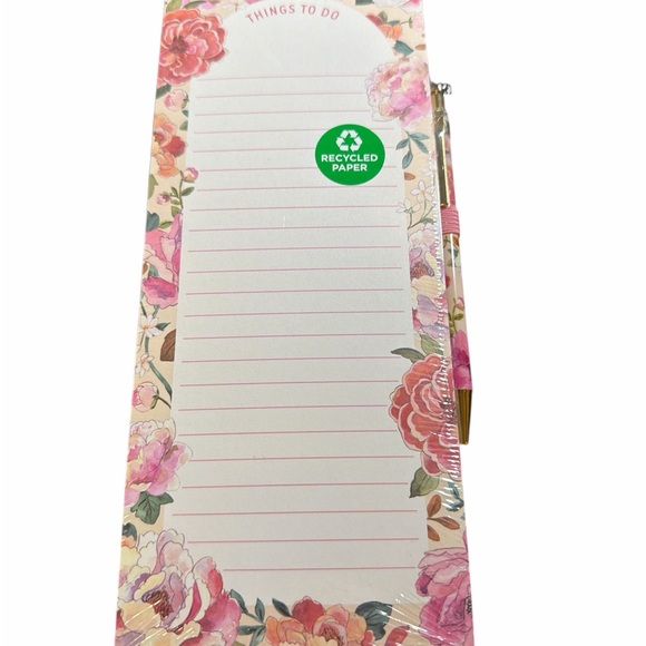 Other - Floral Notepad & Pen w Magnet For Fridge